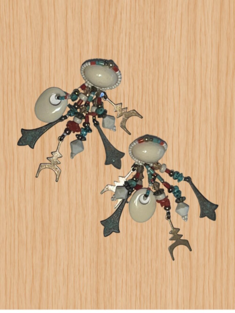 Vintage Southwestern Mixed Media Boho Dangle Earrings